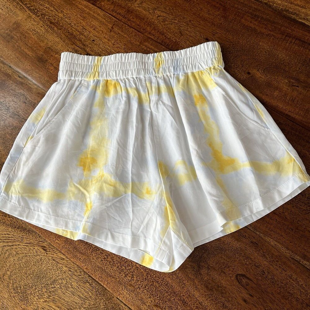 Calia Swim Collection Cover Up Shorts Women XXS White Yellow Tie Dye‎ High-Rise